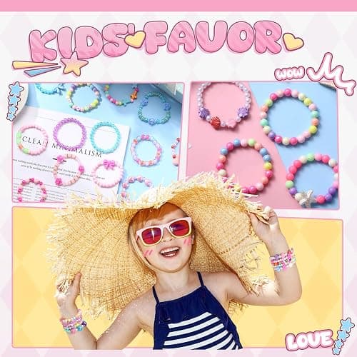 Ecally 100 Pcs Kids Bracelets for Girls Bulk Colorful Beaded Bracelets Little Girls Party Favors Easter Birthday Jewelry Gift for Kids Toddler thumbnail 5