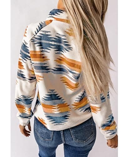 SELINK Womens Fleece Jacket Western Aztec Print Long Sleeve Snap Button Down Shacket Jackets with Pockets thumbnail 2