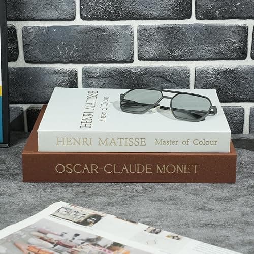 Beautiful Decorative Book Set - 2 Linen-Covered Faux Books for Home Decor | Coffee Table, Beautiful Fake/Faux Books for Modern Home Decoration, Photo Storage and as a Keepsake Box (Brown+White) thumbnail 7