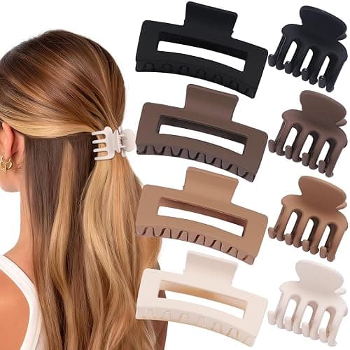 SMKSL Medium Hair Clips for Women 8 Pcs Small Claw Clips for Thin and Thick Hair 2 Styles Hair Claw Clips Combination Rectangle Banana Jaw Hair Accessories for Women and Girls (Brown) thumbnail 2