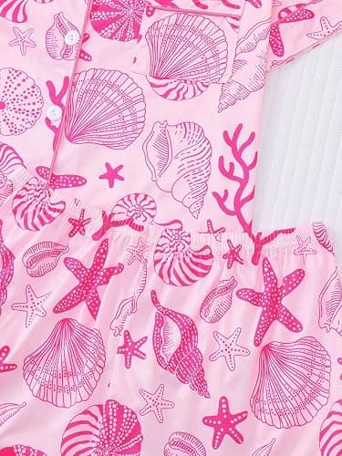 FUVYKOL Women's 2 Piece Summer Ocean Print Pajama Sets Starfish Shell Sleepwear Short Sleeve Nightwear Soft Lounge Sets thumbnail 5