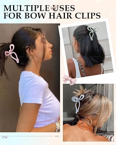 5" Extra Large Bow Hair Clips Women Cute Bow Claw Clip 4PCS Jumbo Hair Claw Clips for Thick and Long Hair Bows thumbnail 6