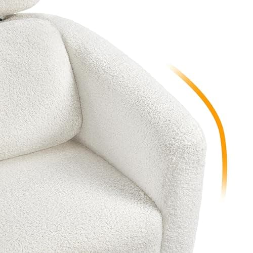 Yaheetech Tub Chair, Cozy Living Room Chair with Adjustable Headrest, Boucle Armchair with Lumbar Pillow and Golden Legs, Modern Accent Chair for Bedroom Lounge Waiting Room Office, White - White - 1 thumbnail 8