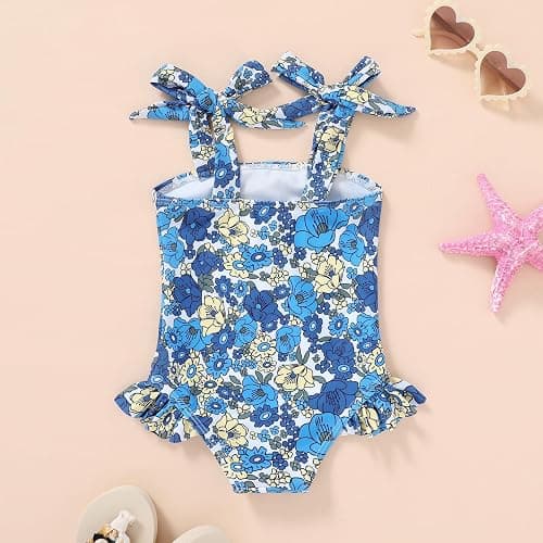 YOUNGER TREE Toddler Swimsuit Girl Color Block Stripe One-Piece Swimwear Baby Girl Bathing Suits thumbnail 2