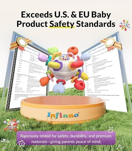 Baby Montessori Rattle & Teething Toys - Safe, Multi-Functional BPA-Free Silicone Sensory Learning Teether Baby Toys for Infant 0-12 Months Teething Relief & Fun Play Perfect Baby Gift for Boys Girls thumbnail 5