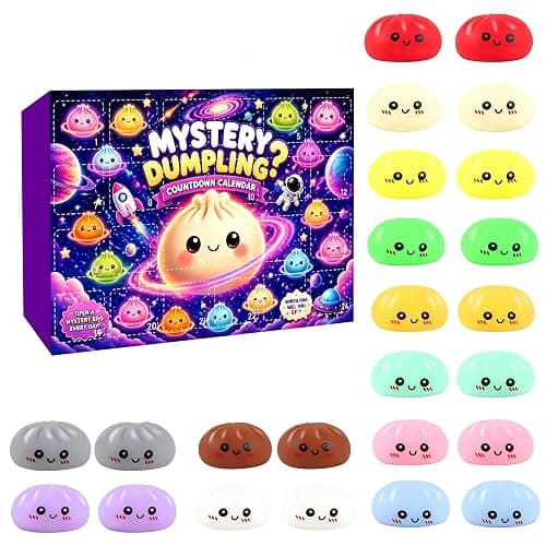 24 Grid Squishy Advent Calendar 2026 Countdown Calendar | Mini Kawaii Squeeze Dumpling, Stress Relief Fidget Squishies Gifts - Image 1