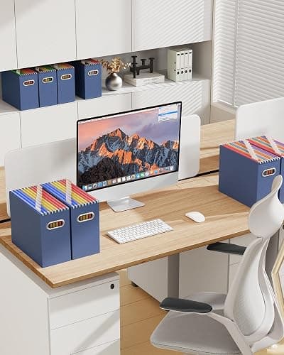 Oterri Cardboard File Organizer Box for Hanging File Folders Letter Size,File Box for Computer Desk,File Cabinet,Working Home,Office,Classroom (Navy, Letter Size - 2 Packs) thumbnail 2