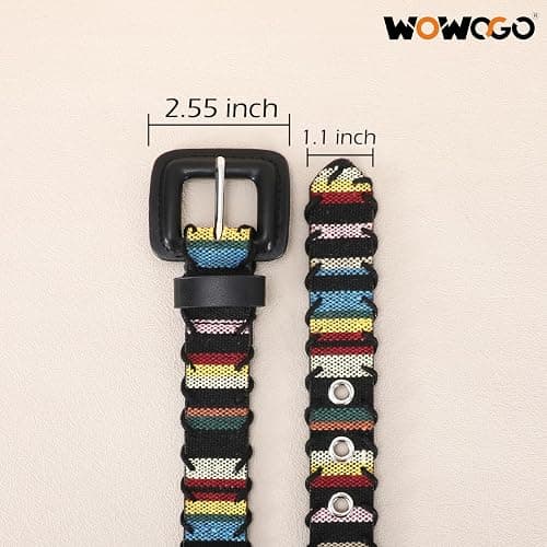 WOWOGO Woven Multicolor Belt for Women Boho Waist Belt with Square Buckle thumbnail 3