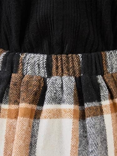 GORLYA Girls 2 Piece Fall Skirt Sets Long Sleeve Rib Knit Tops Casual Asymmetrical Plaid Skirt Kids Clothes Outfits 6-14Y thumbnail 6