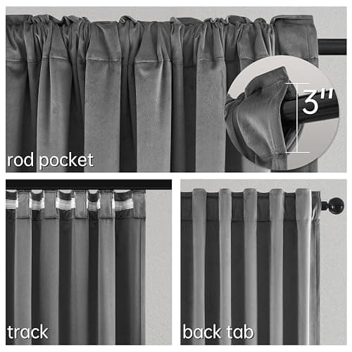 Topfinel Gray Velvet Blackout Curtains 84 Inches Long, Light Grey Room Darkening Thermal Insulated Soundproof Modern Heavy Thick Suede Back Tab Winter Drapes for Living Room Bedroom 2 Panels thumbnail 4