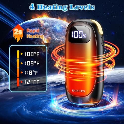 Hand Warmers Rechargeable 2 Pack, Electric Dual-Sided Heating with LED Display & Flashlight, Max 127℉, 13Hrs Long Lasting Pocket Heater for Raynauds, Hunting Essentials, Golf Gifts for Men Women thumbnail 3
