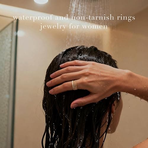 Gelbesty Gold Rings for Women Waterproof, Dainty Stack Minimalist Non Tarnish 1.2mm Thin Thumb Simple Pinky Rings Trendy Set for Women Size 5 6 7 8 9 10 11 thumbnail 5