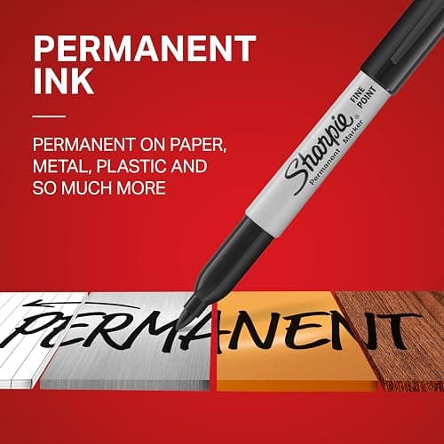 Sharpie Permanent Markers Set Quick Drying And Fade Resistant Fine Point Marker For Wood Plastic Paper Metal And More Drawing Coloring And Poster Marker Black 12 Count thumbnail 7