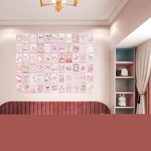 180Pcs Anime Wall Collage Kit Aesthetic Pictures Pink 4x6 inch Kawaii Room Decor and Sweet Dorm Photo Pink Wall Decor thumbnail 7
