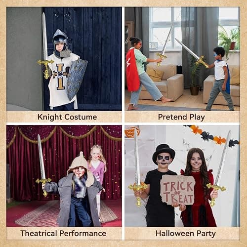 Crusader Knight Toy Sword,27.5" Plastics Sword Medieval Warrior Costume Accessories for Halloween Cosplay LARP,Props thumbnail 5