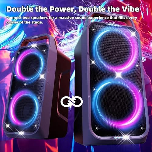 Foxdawn Party Bluetooth Speaker: 240W Peak Loud Sound, Deep Bass, 15H Playtime, Fast Charge, IPX4 Waterproof, TWS, Led Light Show, Large Portable Wireless Speakers for Outdoor, Camping, Backyard, Home thumbnail 7