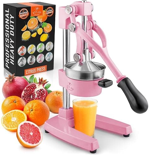 Zulay Kitchen Cast-Iron Orange Juice Squeezer - Heavy-Duty, Easy-to-Clean, Professional Citrus Juicer - Durable Stainless Steel Lemon Squeezer - Sturdy Manual Citrus Press & Orange Squeezer (Pink) - Image 1