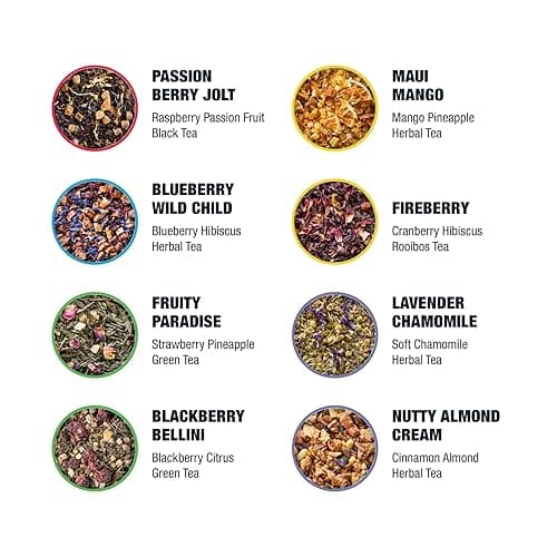 Tiesta Tea - Top 8 Favorites Sampler Set, Loose Leaf, Up to 80 Cups, High to No Caffeine, Hot & Iced, Tea Variety Pack with Green, Herbal, Black & Chai Brew, 8 Sample Pouches thumbnail 5