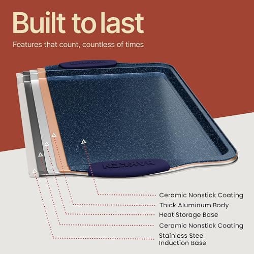 BAKKEN Kitchen Baking Pan Set - Nonstick Coating, Carbon Steel Bakeware Sets with Blue Silicone Handles, Baking Kitchen Essentials, PFOA, PFOS, PTFE Free, Oven Safe Tray (Up To 450° F), Set of 6 thumbnail 9