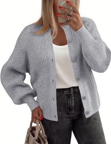 Zeagoo 2025 Cardigan Sweaters for Women Long Sleeve Chunky Knit Cardigan Crew Neck Button Down Fall Fashion Clothes - Image 1
