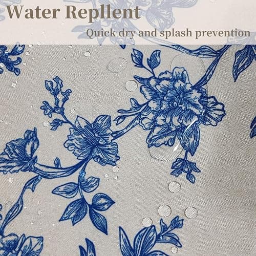 MUGINYU Blue Vintage Floral Linen Shower Curtain-Toile Cottage Core Farmhouse Country Neutral Botanical Bath Curtain for Bahtroom Decor 72x72inch thumbnail 6