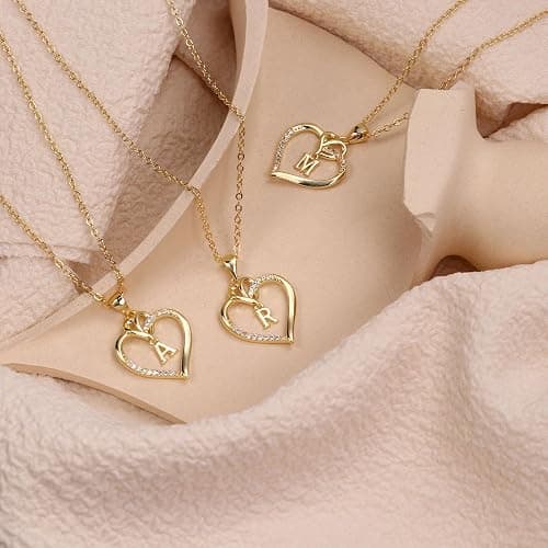 STORUP Mothers Day Gifts - Heart Initial Necklaces for Women Girls Gift, 14K-Gold-Plated Initial A-Z Heart Necklaces for Teen Girl Jewelry Birthday Mothers Day Gifts for Mom Wife Her thumbnail 5