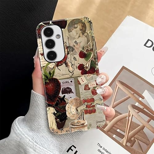 Cinysnt Cottagecore Pastoral Style Collage Phone Case for Samsung Galaxy A16 5G Case Strawberry Rabbit Scratch Resistant Hybrid 2-Layer Hard Shell Phone Cover Funda for Samsung A16 6.7 Inch thumbnail 6