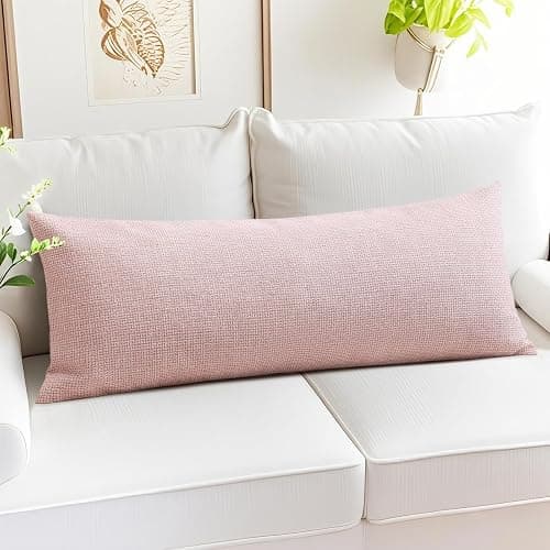 OTOSTAR Linen Throw Pillow Cover Set of 1 Decorative Long Lumbar Pillowcase Rectangle Cushion Cover 14x36 Inch for Home Decor Sofa Bedroom Car 35 x 90CM Pink thumbnail 8