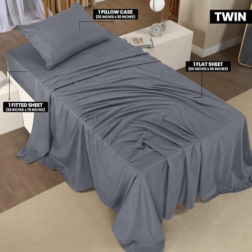 Utopia Bedding Twin Bed Sheets Set - Pack of 2 Sheet Sets - Perfect for Spa, Hotel, & Guest Bedroom - Brushed Microfiber - Shrinkage and Fade Resistant - Easy Care (Grey) thumbnail 3