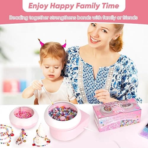 Myartype Clay Bead Spinner and Seed Bead Spinner, 2-in-1 Electric Bead Spinner for Jewelry Making, Bracelet Spinner and Necklace Making Machine with Needles and Thread (Pink), (Beads Not Included) thumbnail 5