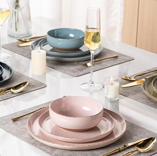 AmorArc Dinnerware Sets for 4, 12 Pieces Ceramic Plates and Bowls Set | Scratch Resistant Stoneware Dishes Set, Dishwasher & Microwave Safe, Colorful thumbnail 8