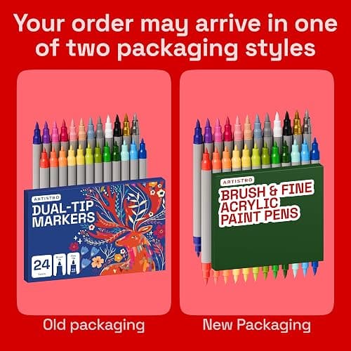 ARTISTRO 24 Acrylic Paint Markers - Paint Pens for Drawing, Brush + Fine Tips - For Fabric, Rock, Glass, Wood, DIY - Art & Craft Supplies for Adults, Teens, Kids - Teacher Appreciation Gift thumbnail 9