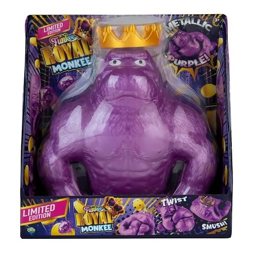 ORB Royal Funkee Monkee Jumbo Squishy Monkey Toy - Numbered Limited Edition (2500 Produced) - Big 4.5 Pound Metallic Purple Stretchy Gorilla - Collectible Splat Monkey Stress Toy for Kids and Adults thumbnail 5