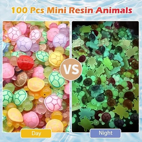 100 Pcs Mini Turtle Blind Bags for Kids - Glow in The Dark Resin Turtles Collectible Sea Turtle Toys for Party Favors, Treasure Hunt Games Dollhouse Decor, Mini Garden Landscape, Cake Toppers thumbnail 6