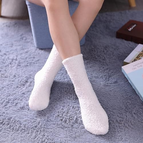LINEMIN Womens Fuzzy Socks Cozy Fluffy Winter Warm Slipper Socks Microfiber Soft Home Sleeping Socks thumbnail 4