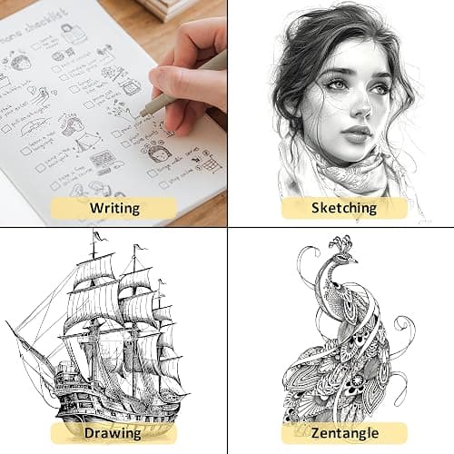 XWT 12+1 Fineliner Drawing Art Pens, Black Waterproof Pigment Ink Set for Artists, Sketching, Manga, Watercolor, Calligraphy, and Detail Outlining Archival Quality Inking Markers thumbnail 7