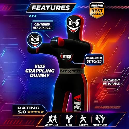 Unfilled Wrestling Dummy for Kids – Youth Grappling Dummy BJJ, MMA, Jiu Jitsu & Judo Training Partner – Durable Martial Arts Practice Buddy thumbnail 7