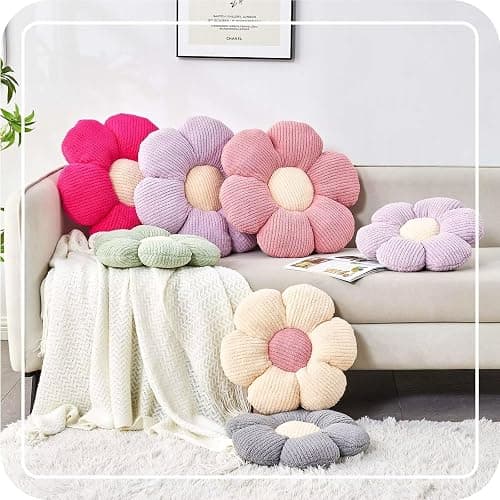 Kcvvcr Flower Throw Pillow, Soft Sage Green 14.9" Shaped Floor Pillow for Home Decor, Cute Aesthetic Plush Decorative Pillows for Bed, Sofa, Couch thumbnail 5