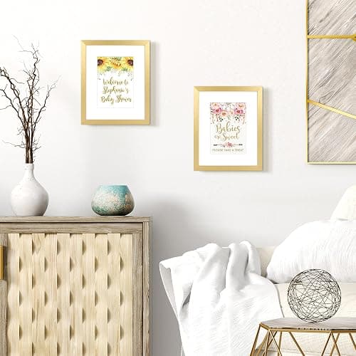 upsimples 8x10 Picture Frame, Wall Decor Photo Frames, Gold 1 Pack | 8 x 10 Frame, 5x7 Frame with Mat for Gallery Wall, Family, Wedding, Baby, Dog, Dorm, Christmas, Mothers' Day thumbnail 2