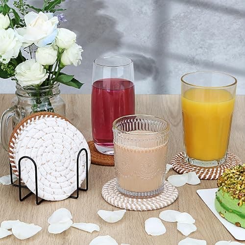Coasters for Drinks, Coasters Set of 4 - Color, 8 Pack Coaster Set, Boho Coaster with Holder, Coffee Table Decor, Living Room Decor, Kitchen Table Decor thumbnail 2