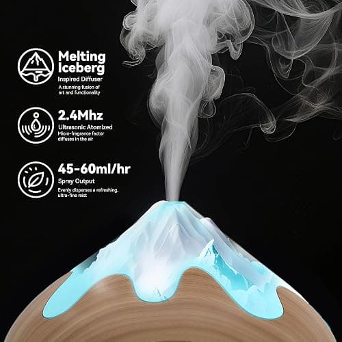 Essential Oil Diffuser for Home 500ML, Ultrasonic Large Diffuser Oil Machine with Remote Control, Aromatherapy Diffusers for Home Office Room, Aroma Diffuser with 14 Color LED & 2 Mist Mode, Brown thumbnail 6