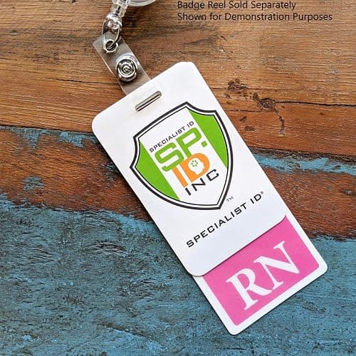 Pink RN Badge Buddy - Vertical - Heavy Duty Spill Proof & Tear Resistant Cards - Double Sided- Quick Role Identifier ID Buddies for Registered Nurse - Printed in The USA by Specialist ID thumbnail 4