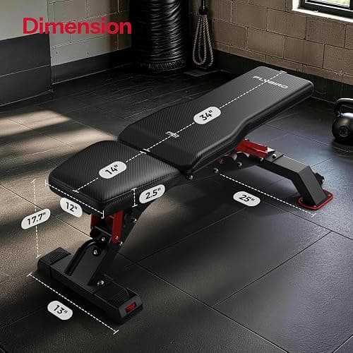 FLYBIRD WB7 Weight Bench, Commercial Grade Adjustable Weight Bench - 1300LBS Workout Bench for Home Gym, Flat Incline Bench Press Heavy Duty Bench with 34'' Extra-Long Backrest and Easy-Roll Wheels thumbnail 9