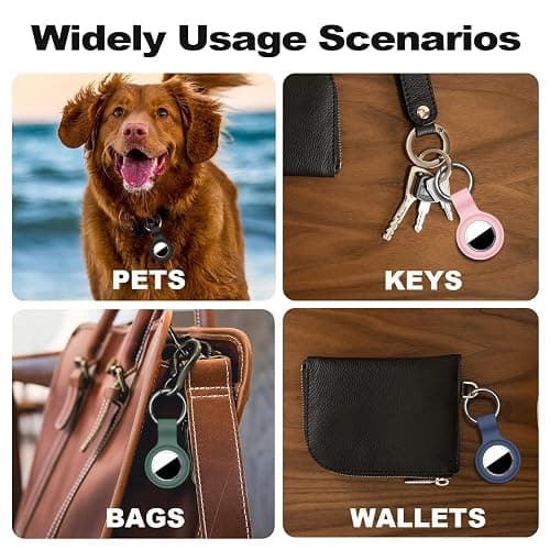 Linsaner 2|4 Pack Compatible with AirTag Holder Keychain Silicone Key Ring for air tagholder Cases Tags Chain for Apple for Air Tag GPS Item Finders Accessories, Black/Pink/Dark Green/Dark Blue thumbnail 5
