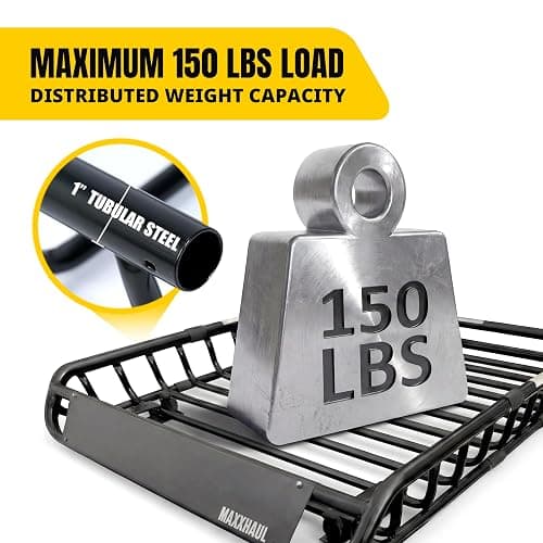 MAXXHAUL 70115 Universal Steel Roof Rack Car Top Cargo Carrier/Basket - 46" X 36" X 4-1/2" - 150 lb Capacity, Black thumbnail 3