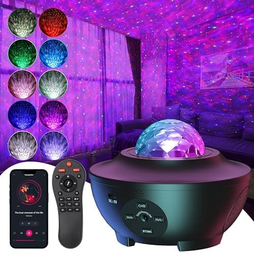 UOUNE Galaxy Projector, Star Projector with Remote Control Color Changing, Music Bluetooth Speaker,Timer,Ocean Wave Star Sky LED Night Light Lamp for Baby,Kids Bedroom,Stage,Birthdays,Christmas - Image 1