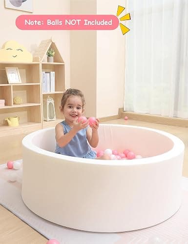 Baby Ball Pit for Toddlers, 35.4"x 11.8" Foam Ball Pit for Kids, Soft Round Ball Pool for Baby, Indoor and Outdoor Playpen, Ideal Gift for Children, White, (Balls not Included) thumbnail 2