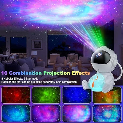 Astronaut Galaxy Projector, Star Projector with 8 Nebula Modes, 360° Adjustable Projection Lamp, Remote & Timer Starry Sky Light, Cute Rocket Night Light for Bedroom, Space Gift for Kids Adult thumbnail 2