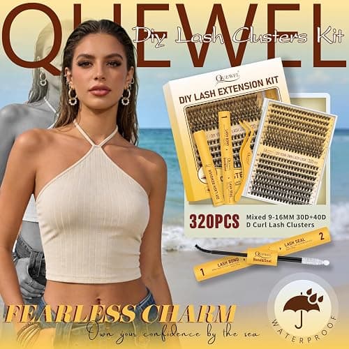 QUEWEL Lash Clusters Kit, 320 Pcs 30D+40D Lash Cluster Eyelash Extensions 9-16mm Lash Clusters Wispy Kit with Eyelash Clusters Bond and Seal Glue Remover Tweezers (30D+40D Kit) thumbnail 4