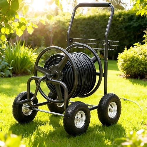 Autodaya 250FT Garden Hose Reel Cart with 10" Pneumatic Tires, Heavy-Duty Steel Frame for Tangle-Free Water Hose Storage, Easy-Rolling Lawn & Yard Hose Holder thumbnail 2